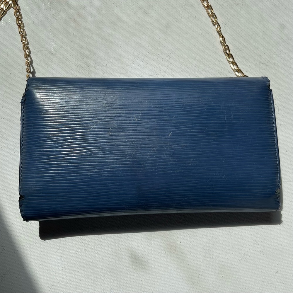 Louis Vuitton Navy Blue Epi Leather Long Wallet Snap Trifold LV with Chain 2005 - Picture 6 of 12